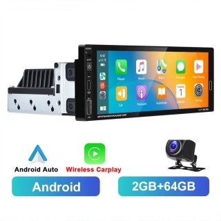 GearMotion A3445 — 6.86" 1‑DIN z bezprzewodowym CarPlay/Android