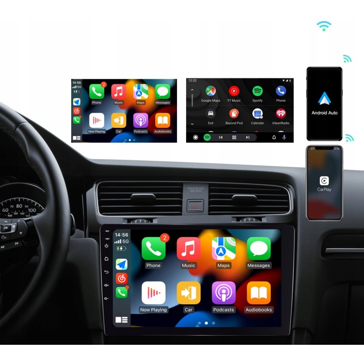 GearMotion A3453 — 9" 4+64 GB stacja 2‑DIN z CarPlay/Android Auto + kamera