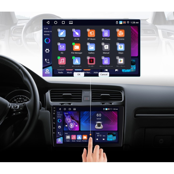 GearMotion A3453 — 9" 4+64 GB stacja 2‑DIN z CarPlay/Android Auto + kamera