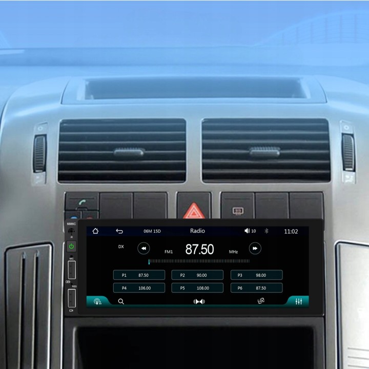 GearMotion A3445 — 6.86" 1‑DIN z bezprzewodowym CarPlay/Android Auto + kamera