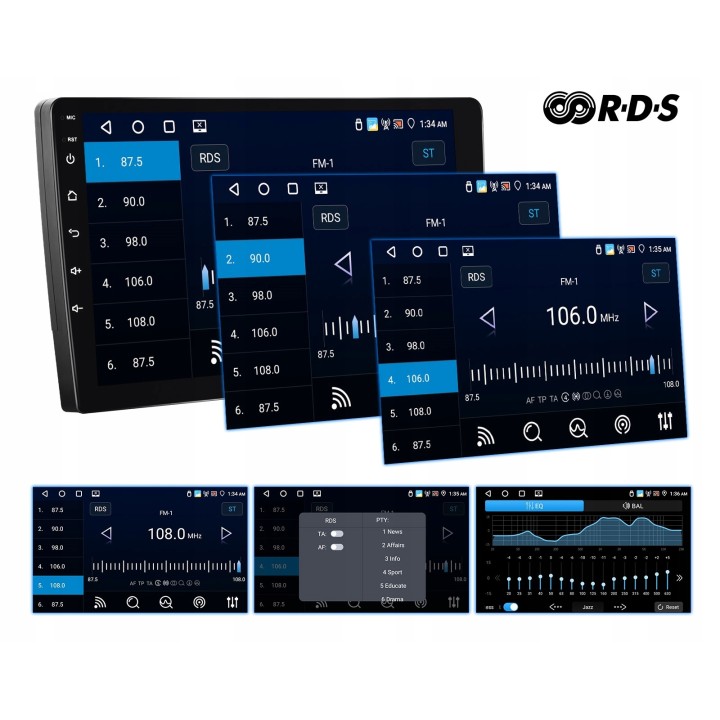 GearMotion A3453 — 9" 4+64 GB stacja 2‑DIN z CarPlay/Android Auto + kamera