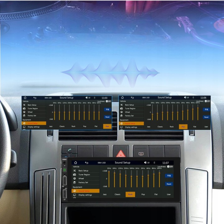 GearMotion A3445 — 6.86" 1‑DIN z bezprzewodowym CarPlay/Android Auto + kamera