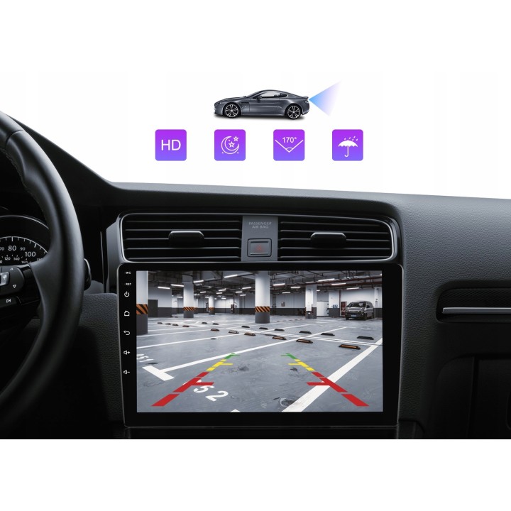 GearMotion A3453 — 9" 4+64 GB stacja 2‑DIN z CarPlay/Android Auto + kamera